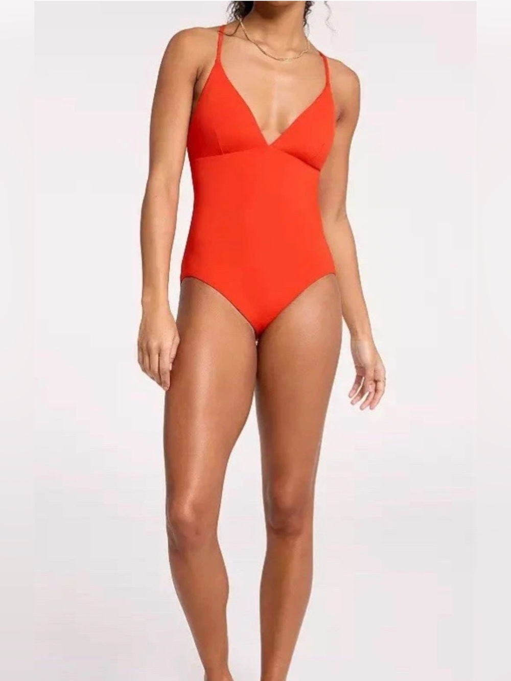 CALIA Women's Swim Triangle Strappy Back Fresh Red One Piece Size 16 NWT